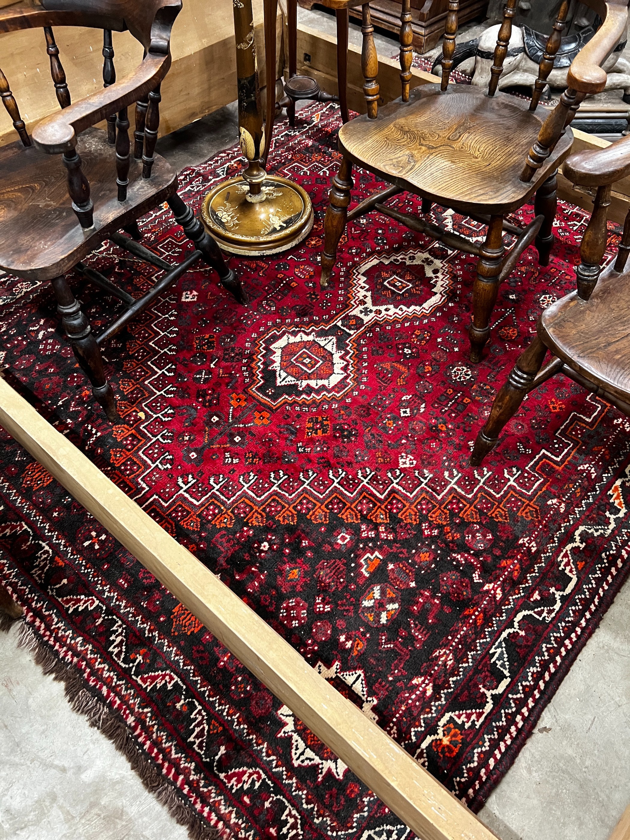 A Hamadan red ground carpet, 240 x 180cm